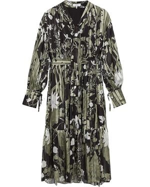 Reiss Lottie Belted Floral Midi-dress - Grey