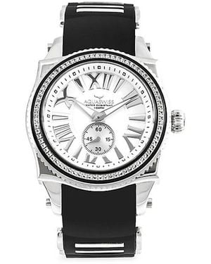 Aquaswiss 43mm Stainless Steel, Topaz & Silicone Strap Watch - White