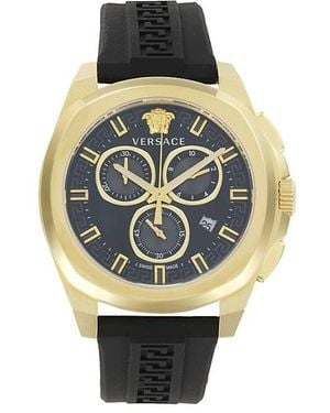 Versace Geo Chrono Ip & Silicone-Strap Watch/43Mm - White