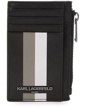 Karl Lagerfeld Logo Leather Card Case - Black