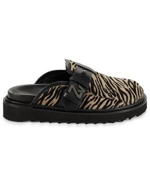 Zadig & Voltaire Alpha Zebra Print Fur Leather Mules - Black