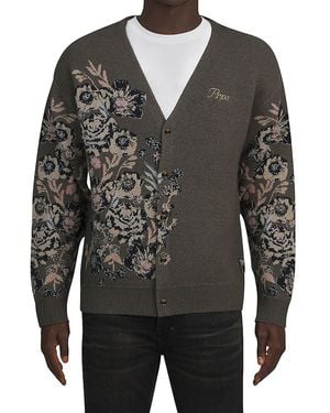PRPS Floral Jacquard Cardigan - Gray