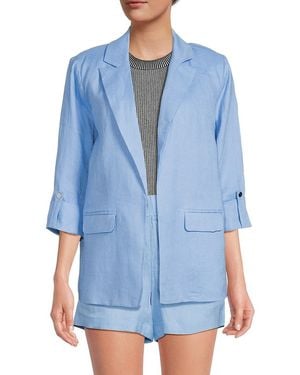 Saks Fifth Avenue 100% Linen Oversized Blazer - Blue