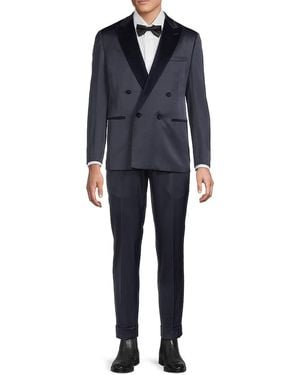 Karl Lagerfeld Modern Fit Peak Lapel Tonal Tuxedo - Blue