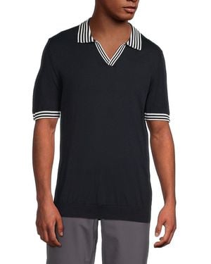 American Heritage Striped-Collar Knit Polo Shirt - Black