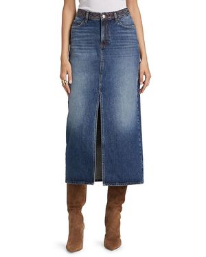 Ba&sh Math Denim Sheath Midi-Skirt - Blue