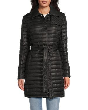 Via Spiga Quilted Tie-Waist Trench Coat - Black