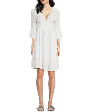 La Moda Clothing Bell Sleeve Cover-Up Minidress - White