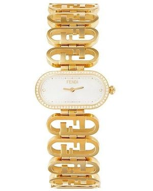 Fendi O'Lock Goldtone Stainless Steel & 0.18 Tcw Diamond Logo Bracelet Watch/28Mm - Metallic