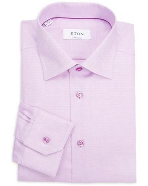 Eton Check Cotton Contemporary-Fit Dress Shirt - Pink