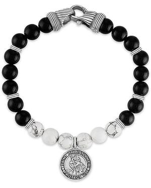 Esquire Sterling Silver, Black Agate & Howlite Beaded Bracelet