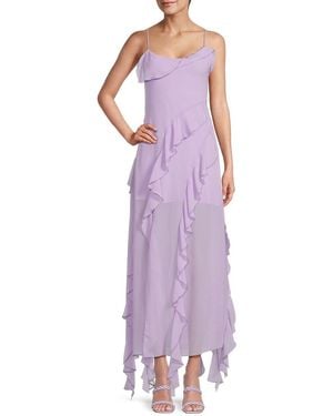 REVERIEE 'Ruffle Sheath Maxi Dress - Purple