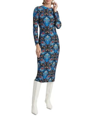 FARM Rio Arabesque Floral Jersey Midi-Dress - Blue