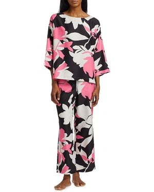 Natori Niwashi Floral Pyjamas - Red