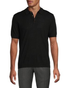 Bruno Magli Short Sleeve Merino Wool Jumper Polo - Black