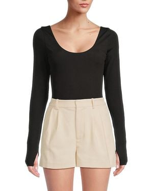 Alice + Olivia Rhys Ribbed Bodysuit - Black