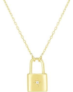 Chloe and Madison Crystal Padlock Pendant Necklace - Metallic