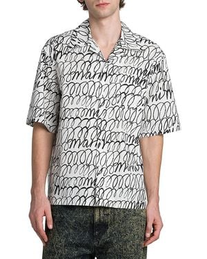 Marni Scribble Cotton Camp Shirt - Gray