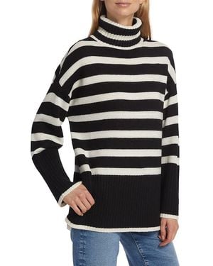 Design History Striped Turtleneck Jumper - Grey