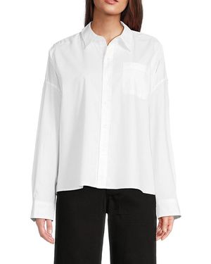 WeWoreWhat Drop Shoulder Stretch Cotton Shirt - White