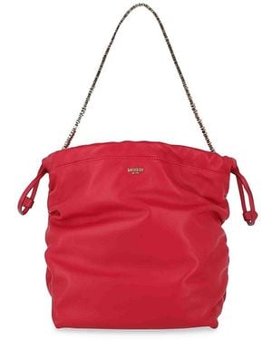 Moschino Drawstring Lettering Chain Shoulder Bag - Red