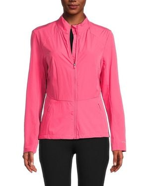 Spyder Stretch Woven Mock Turtleneck Performance Jacket - Pink