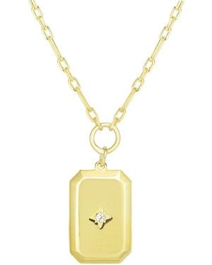 Chloe and Madison Crystal Dog Tag Pendant Necklace - Metallic