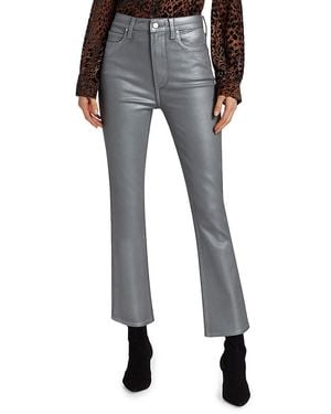 PAIGE Claudine Metallic High-Rise Stretch Cropped Flare Jeans - Black