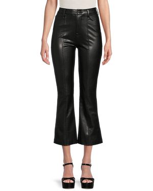 7 For All Mankind High Rise Slim Kick Faux Leather Pants - Black