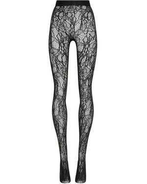 Wolford Floral Net Lace Tights - Gray