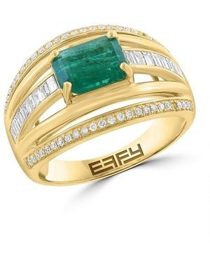 Effy 14K, Emerald & Diamond Ring - Metallic