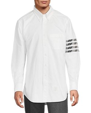 Thom Browne 4-Bar Cotton Button-Down Shirt - White