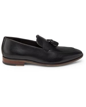 Steve Madden Hypens Leather Tassel Loafers - Black