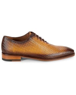 Mezlan Textured Leather Oxford Shoes - Brown