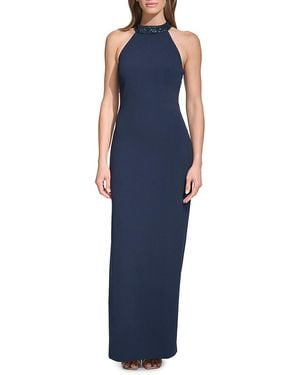 Vince Camuto Sequin Trim Sleevless Column Gown - Blue
