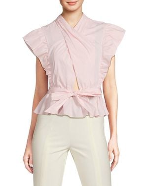 10 Crosby Derek Lam Brynn Ruffle Wrap Top - White
