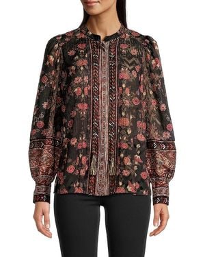 Kobi Halperin Laurena Semi-Sheer Floral Blouse - Brown