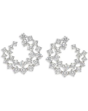 Adriana Orsini Rhodium Plated & Cubic Zirconia Double Circle Earrings - Metallic