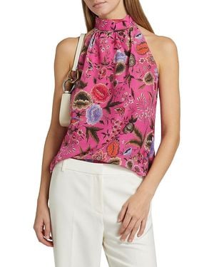 Kobi Halperin Madison Floral Silk Sleeveless Blouse - Red
