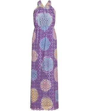 Busayo Oye Eyelet Cotton Maxi Dress - Purple
