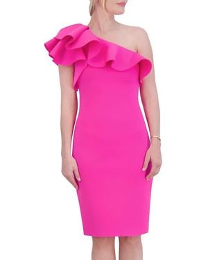 Eliza J One Shoulder Ruffle Dress - Pink