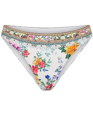 CAMILLA Beaded Floral Bikini Bottom - White