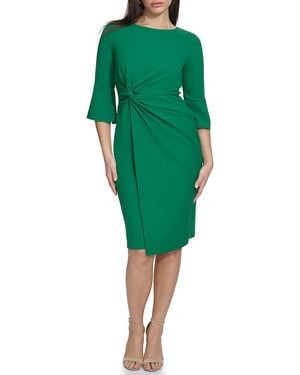 Kensie Knot Front Sheath Midi-Dress - Green