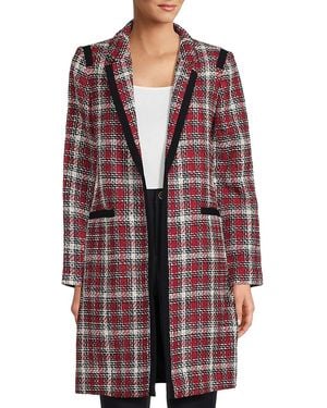 Tommy Hilfiger Tweed Open Front Coat - Red