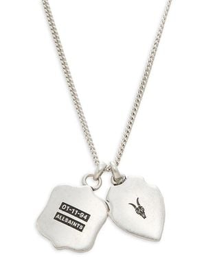 AllSaints Sterling Signature Double Shield Pendant Necklace - White