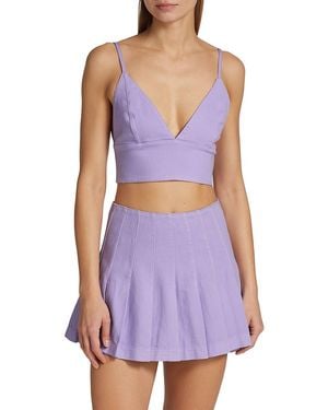 Alice + Olivia Carli Denim Crop Top - White