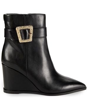 Sam Edelman 76Mm Weslie Leather Wedge Ankle Boots - Black