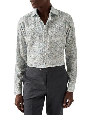 Eton Slim Fit Paisley Cotton Tencel Shirt - Gray