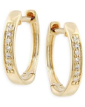 Saks Fifth Avenue 14K & 0.04 Tcw Diamond Huggie Earrings - Metallic