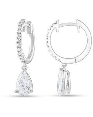 Saks Fifth Avenue 14K, 1.25 Tcw Lab-Grown Diamond Pear & Round Hoop Earrings - White